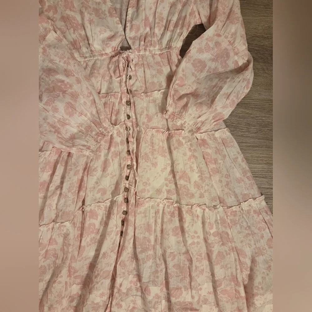 Free People Pappiet Floral MIDI Dress White Size XS 1760
